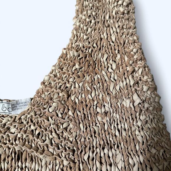 Rare Vintage Bon Jour Hand-Knit Leather Tank - Size S - Picture 2 of 3